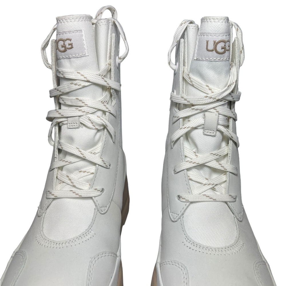 ⚡️SOLD⚡️Ugg The Lug Boots Leather Canvas Combat Waterproof Bright White - Picture 5 of 16